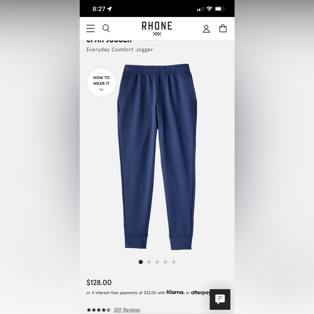 Rhône Spar Joggers Size XL Blue NWOT!